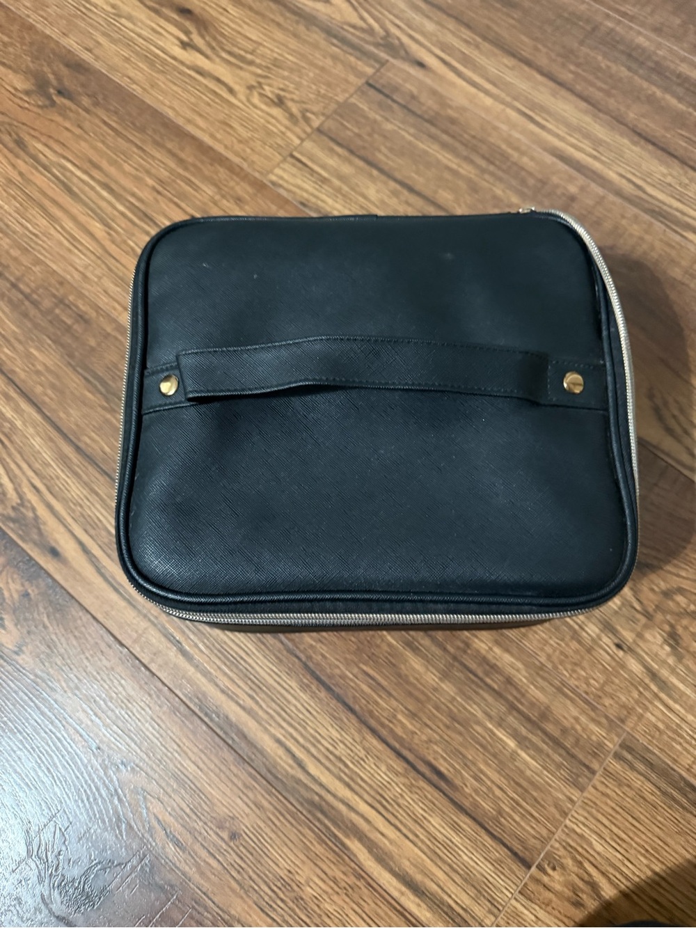 Black Leather Travel Toiletry Bag - Unbranded